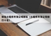 微信小程序开发公司排名（小程序开发公司排行十名）