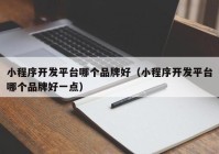 小程序开发平台哪个品牌好（小程序开发平台哪个品牌好一点）