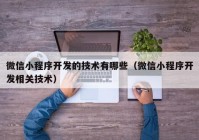 微信小程序开发的技术有哪些（微信小程序开发相关技术）