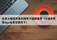 北京小程序开发华网天下值得推荐（小程序开发dgu北京华网天下）