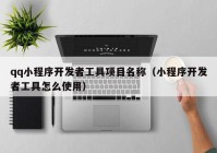 qq小程序开发者工具项目名称（小程序开发者工具怎么使用）