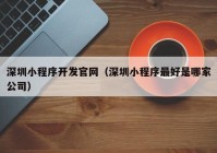 深圳小程序开发官网（深圳小程序最好是哪家公司）