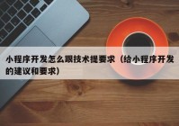 小程序开发怎么跟技术提要求（给小程序开发的建议和要求）