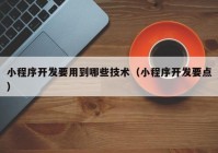 小程序开发要用到哪些技术（小程序开发要点）