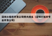 深圳小程序开发公司师大排名（深圳小程序专业开发公司）