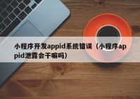 小程序开发appid系统错误（小程序appid泄露会干嘛吗）