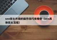 seo优化升级的操作技巧有哪些（seo具体优化流程）