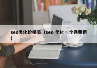 seo优化价格表（seo 优化一个月费用）