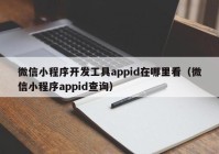 微信小程序开发工具appid在哪里看（微信小程序appid查询）