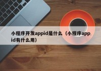 小程序开发appid是什么（小程序appid有什么用）