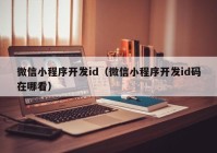 微信小程序开发id（微信小程序开发id码在哪看）