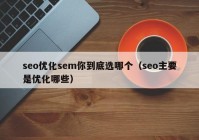 seo优化sem你到底选哪个（seo主要是优化哪些）