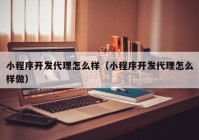 小程序开发代理怎么样（小程序开发代理怎么样做）