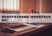 西安软件开发公司老板张（西安软件开发公司排行）