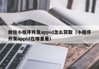 微信小程序开发appid怎么获取（小程序开发appid在哪里看）